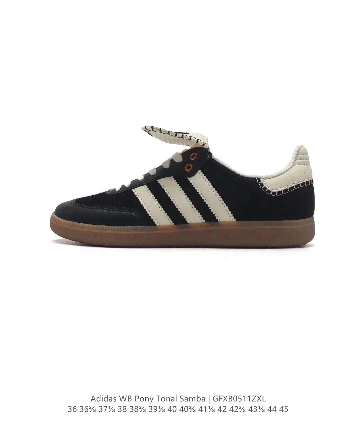 Adidas WB Pony Tonal Samba Casual Sneakers Black and White