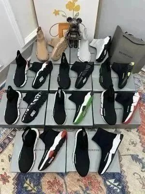 Balenciaga Speed Trainer Chunky Sneakers Black and White