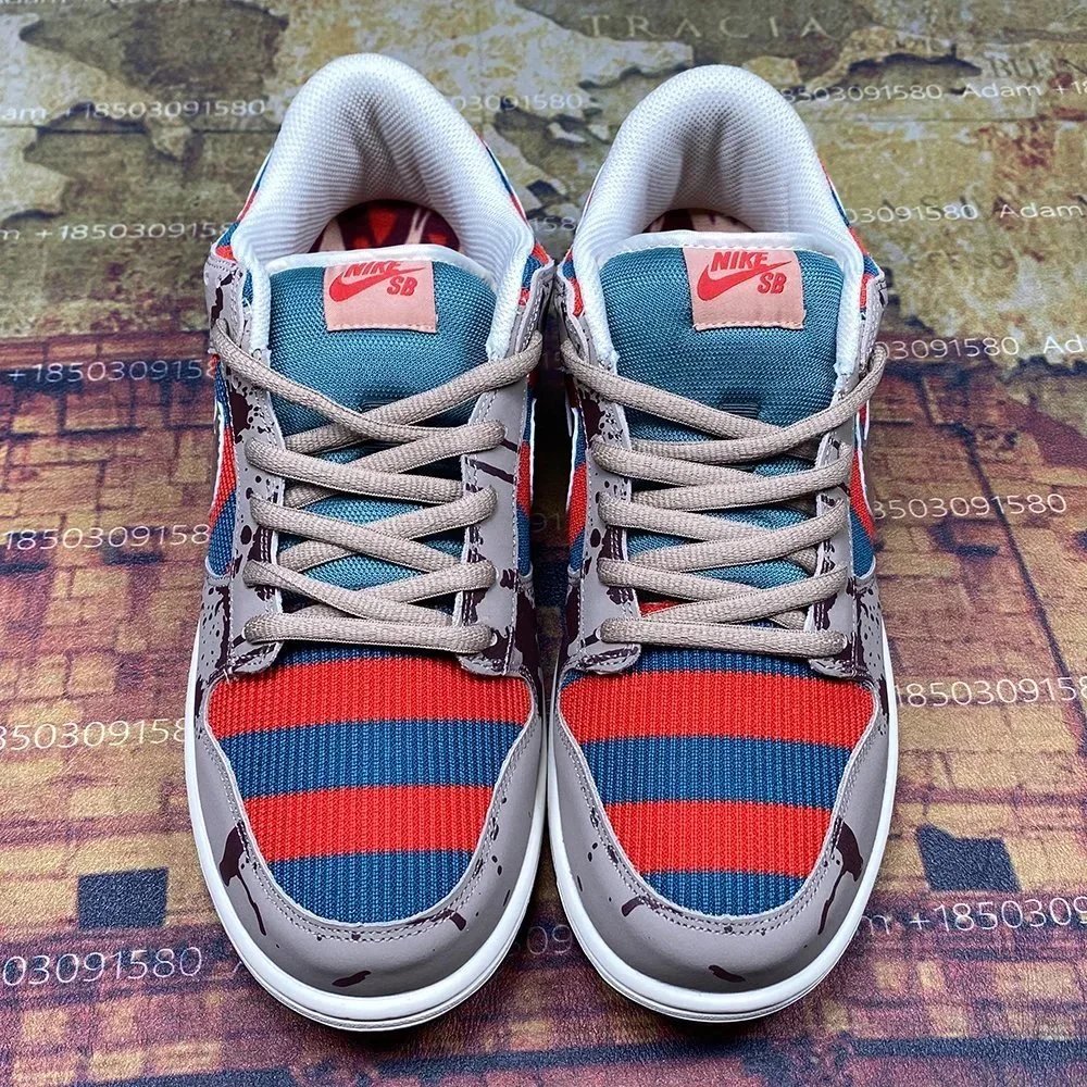 Nike SB Dunk Low Freddy Krueger horror movie style Sneakers Multicolor