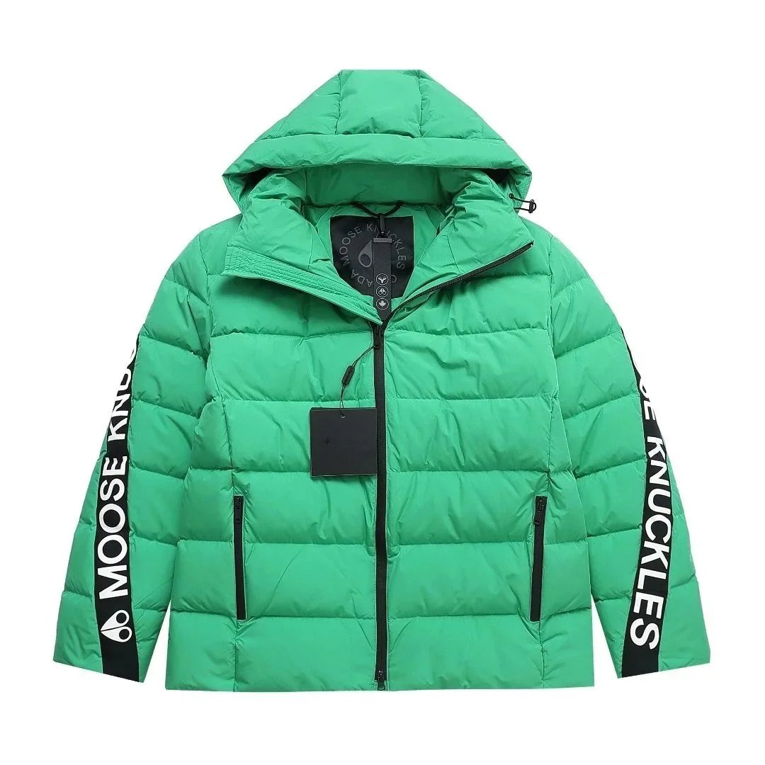 Moose Knuckles Puffer Jacket Hooded Down Jacket Green