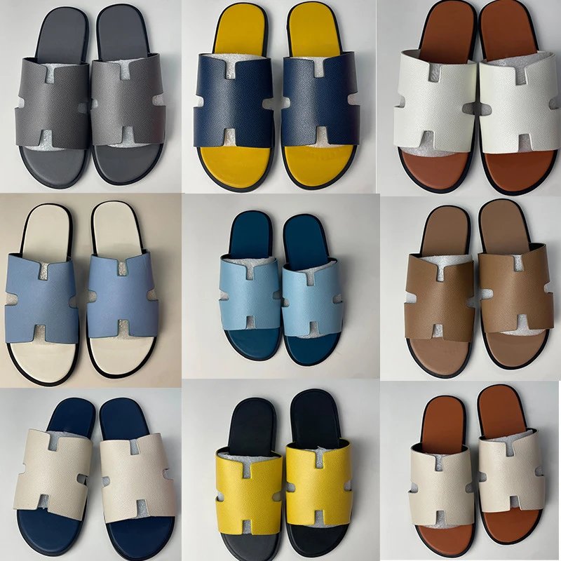 Hermes Oran Iconic Leather Slides Multicolor