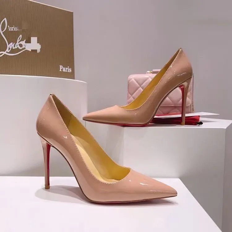 Christian Louboutin Pigalle Follies Patent Leather High Heels Beige