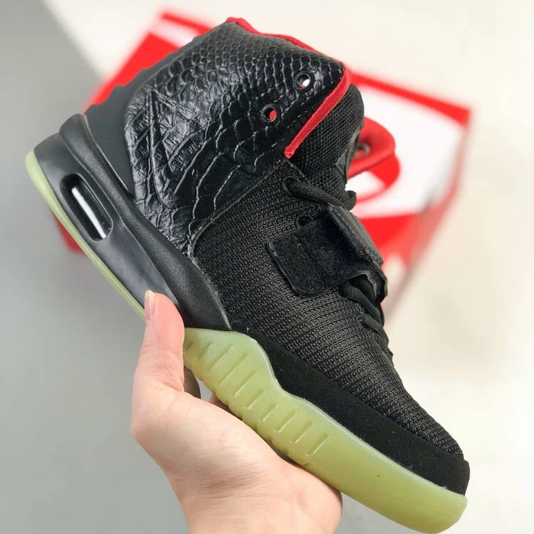 Nike Air Yeezy 2 High Top Sneakers Black and Glow Green