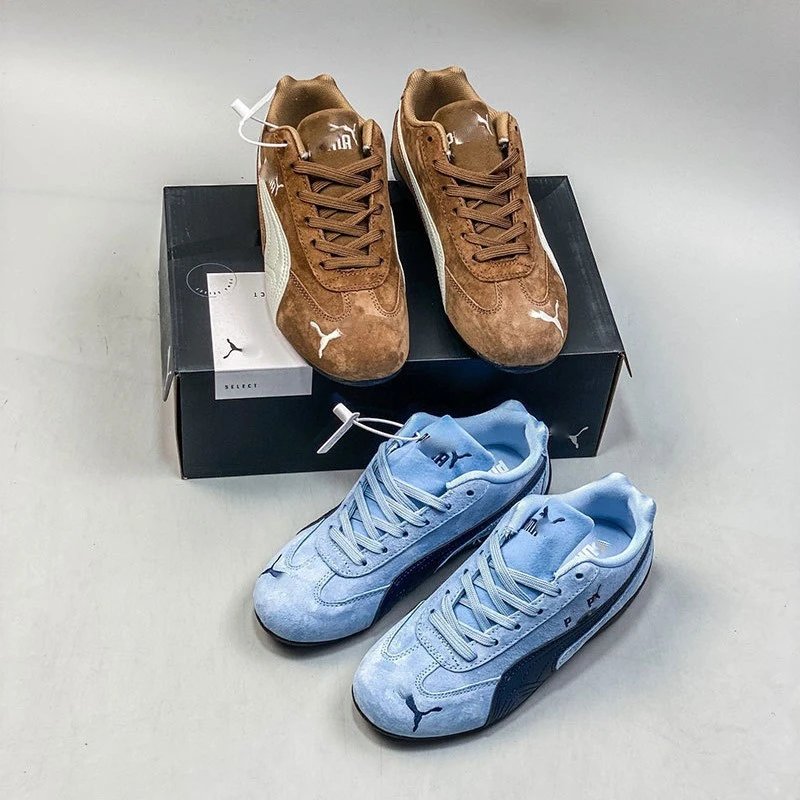 Puma Mostro Suede Low Top Sneakers Brown and Light Blue