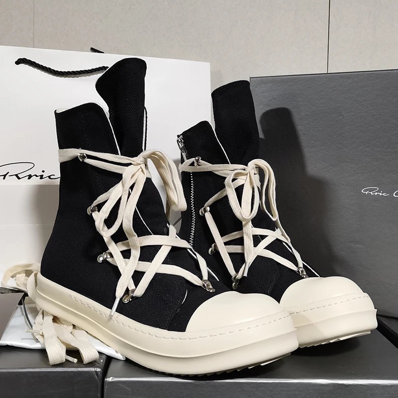 Rick Owens Geobasket High Top Sneakers Black and White