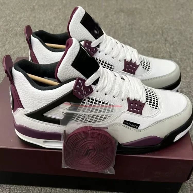 Jordan Air Jordan 4 Retro PSG Basketball Sneakers White and Bordeaux