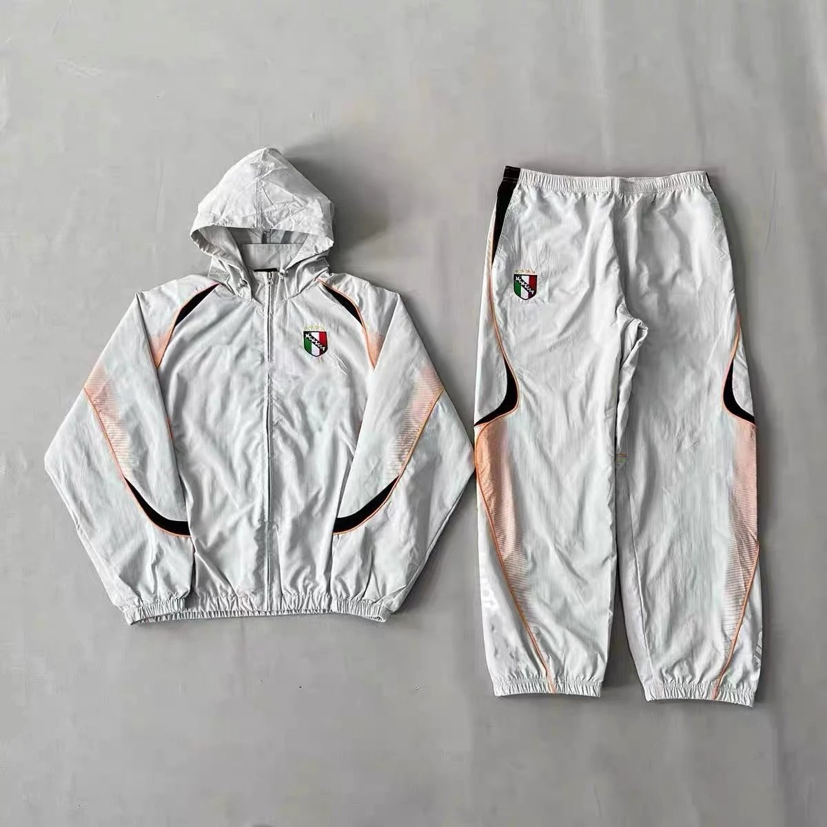 Design Nylon Windbreaker Tracksuit Set White