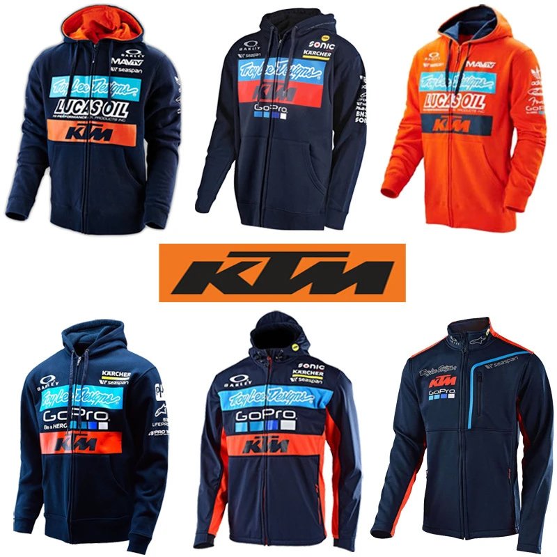 KTM Racing Team Zip-Up Hoodie Graphic Streetwear Sweatshirt Multicolor