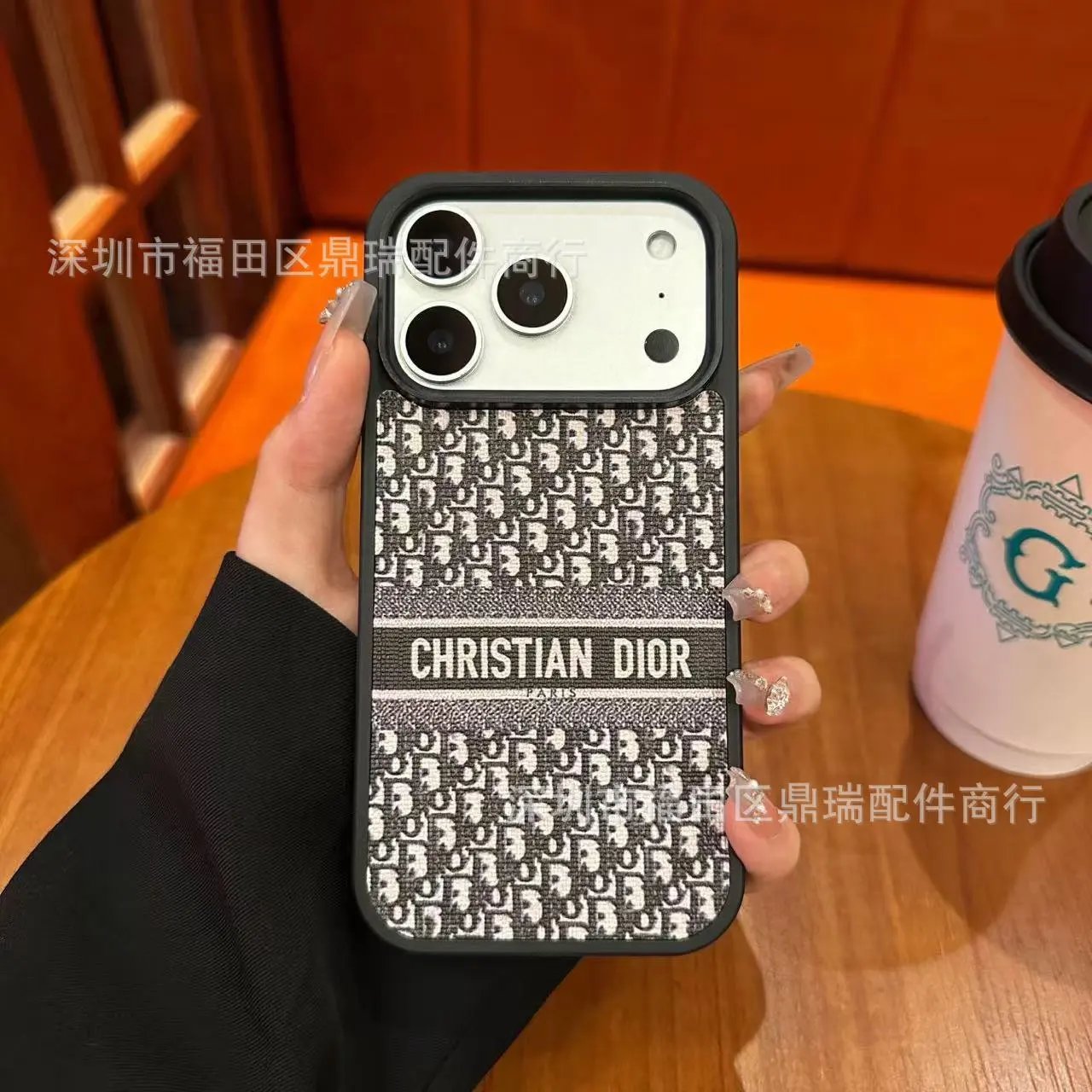 Dior Oblique Protective Phone Case Black and White