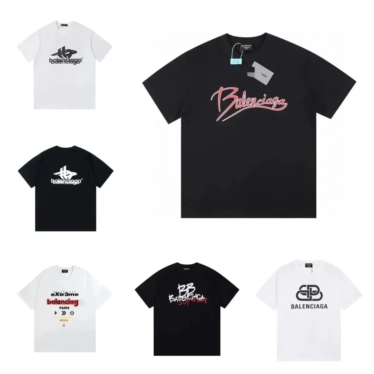 Balenciaga Graphic Print Oversized T-Shirt Multicolor
