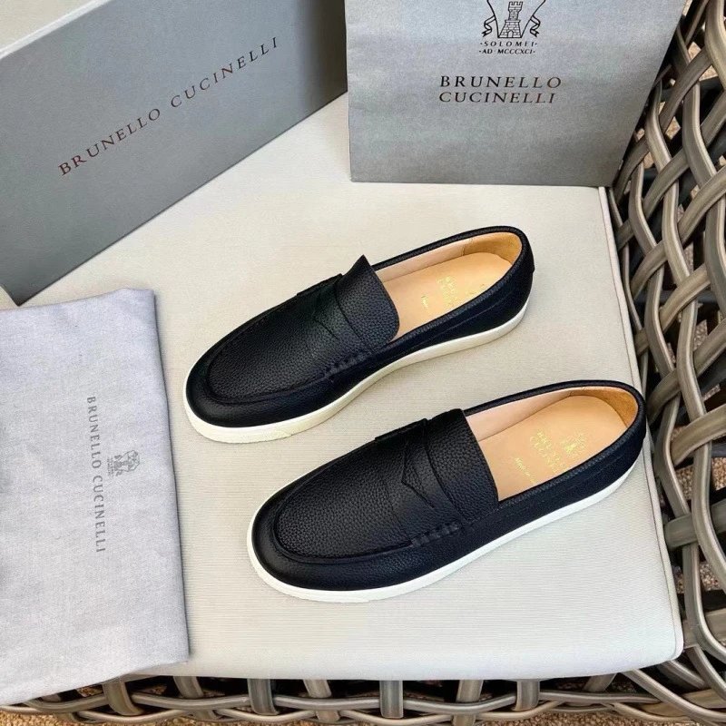 Brunello Cucinelli Penny Loafers Casual Leather Sneakers Black
