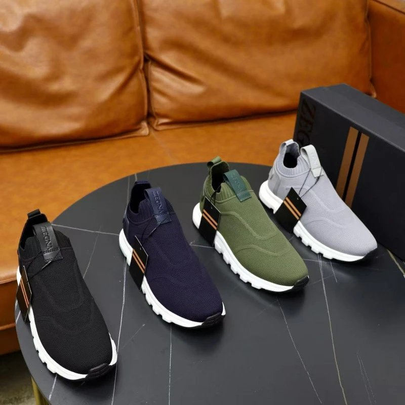 Zegna Triple Stitch Slip-On Sneakers Mesh Multicolor