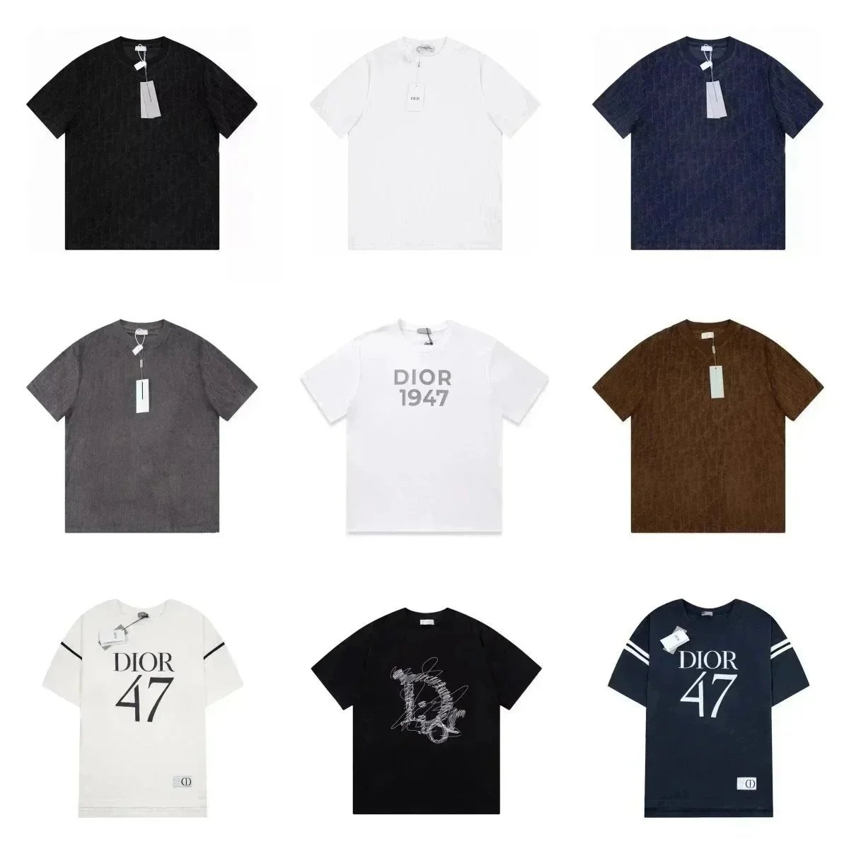 Dior Oblique and 1947 Graphic Cotton T-Shirt Collection Multicolor