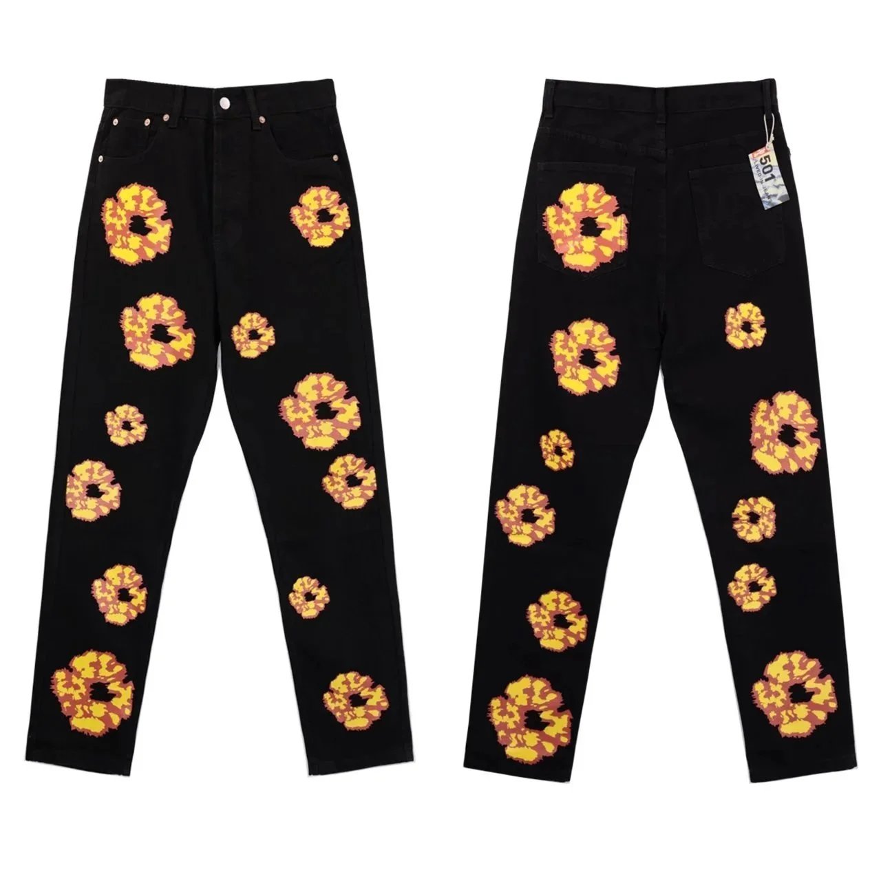 Levi's 501 Floral Print Denim Jeans Black