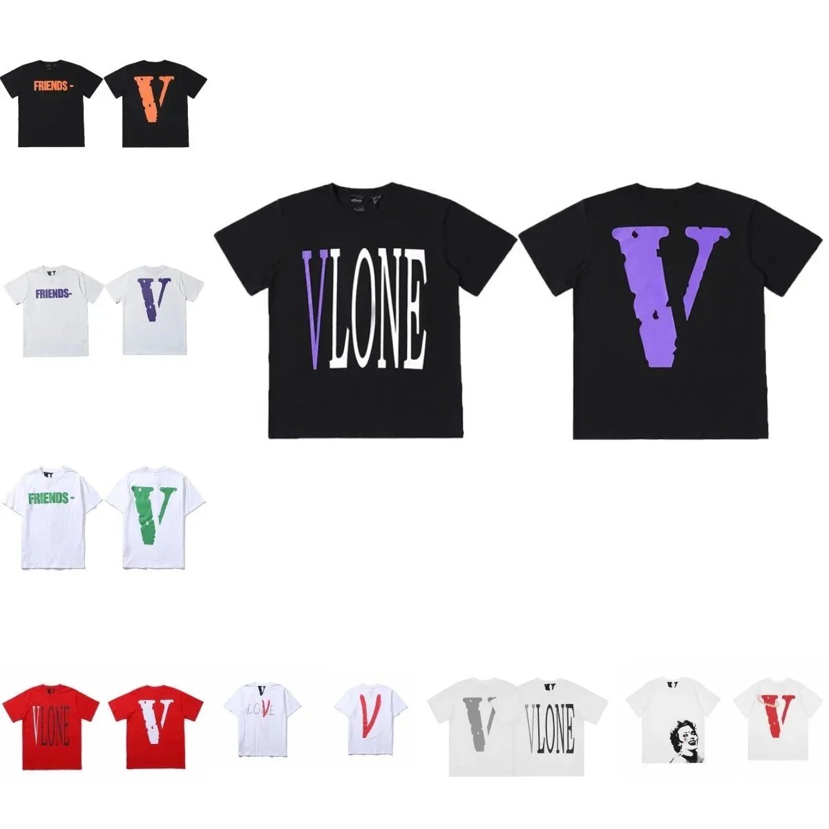 Vlone Graphic Print Streetwear T-Shirt Black