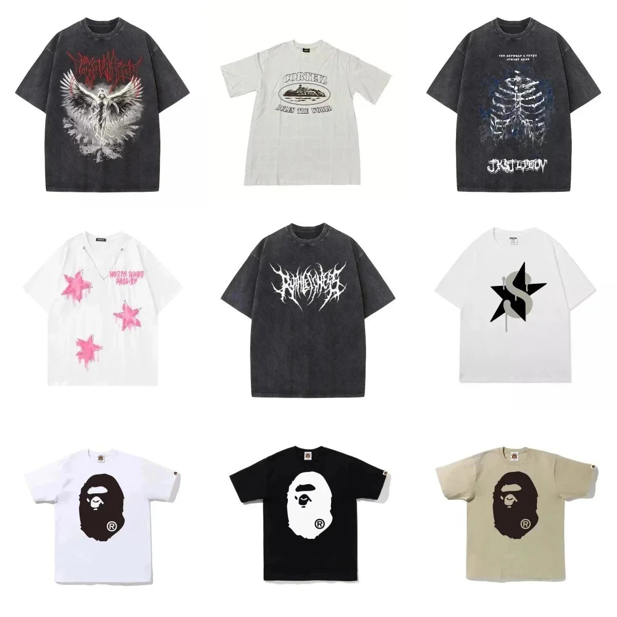 A Bathing Ape BAPE Ape Head Graphic Streetwear T-Shirt Multicolor