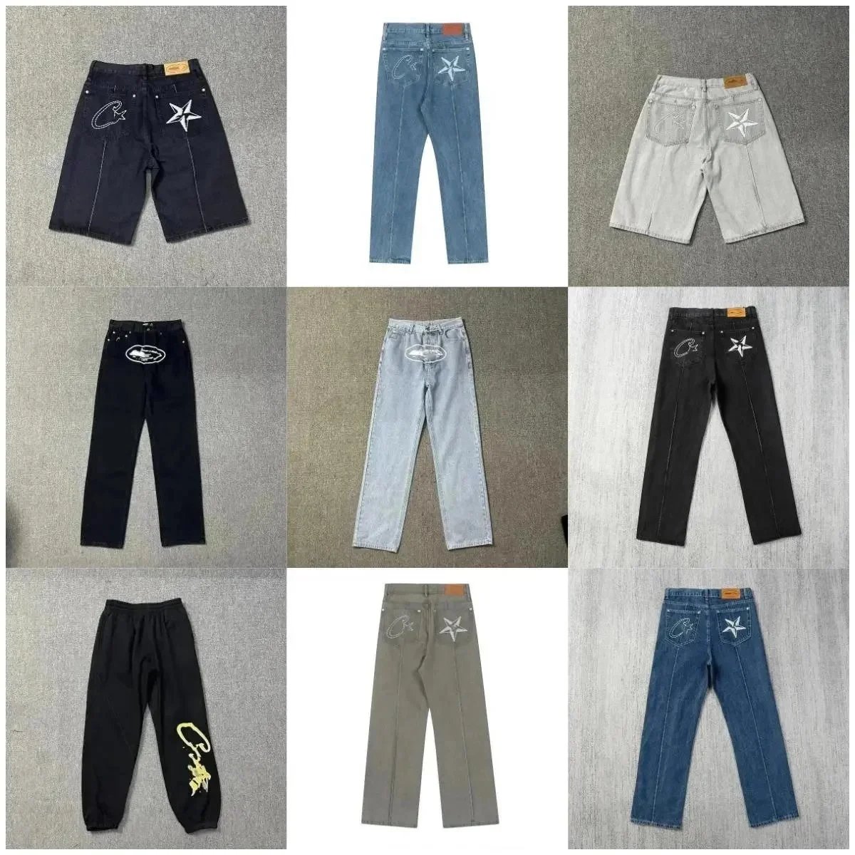 Corteiz CRTZ Star Denim and Joggers Streetwear Pants Multicolor