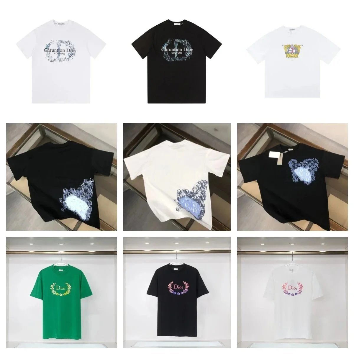 Dior Graphic Print Cotton T-Shirt Multicolor