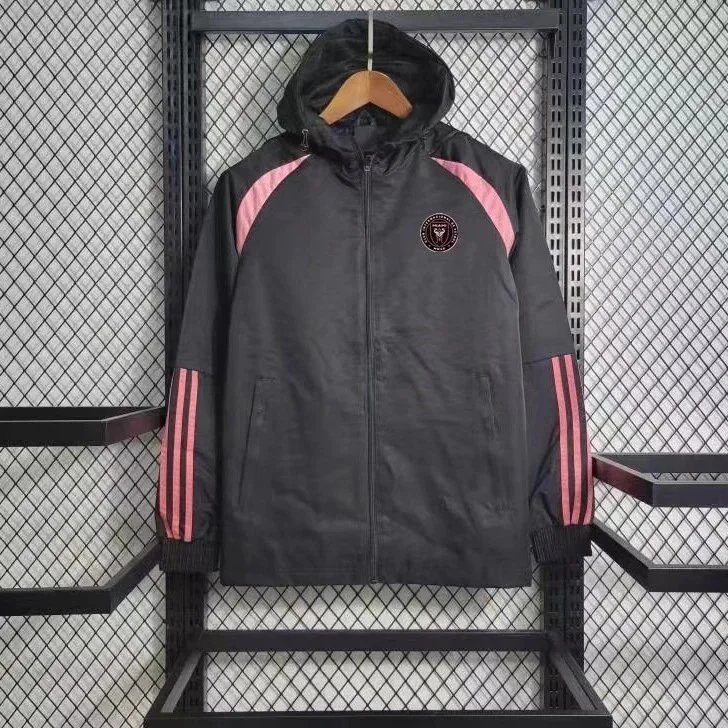 Adidas Inter Miami CF Sporty Windbreaker Jacket Black and Pink