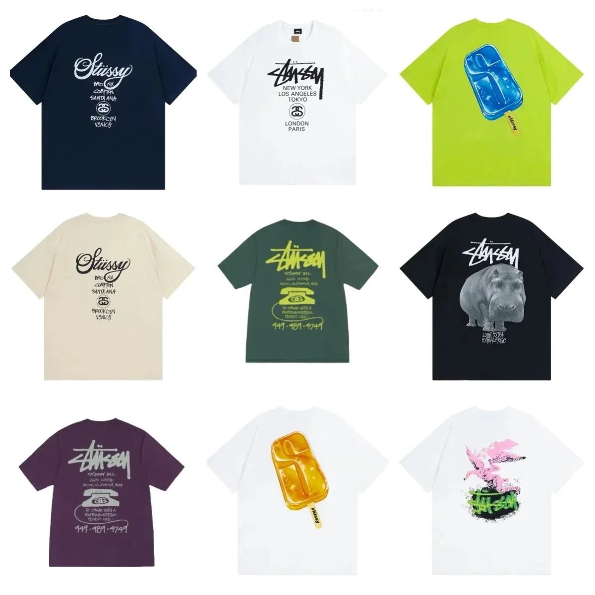 Stussy Graphic Print Streetwear T-Shirt Multicolor