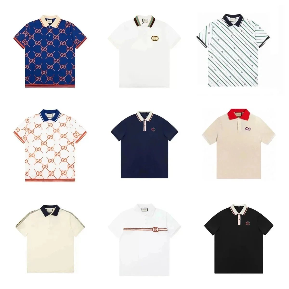 Gucci GG Monogram Polo Shirt Luxury Cotton Short Sleeve Tee Multicolor