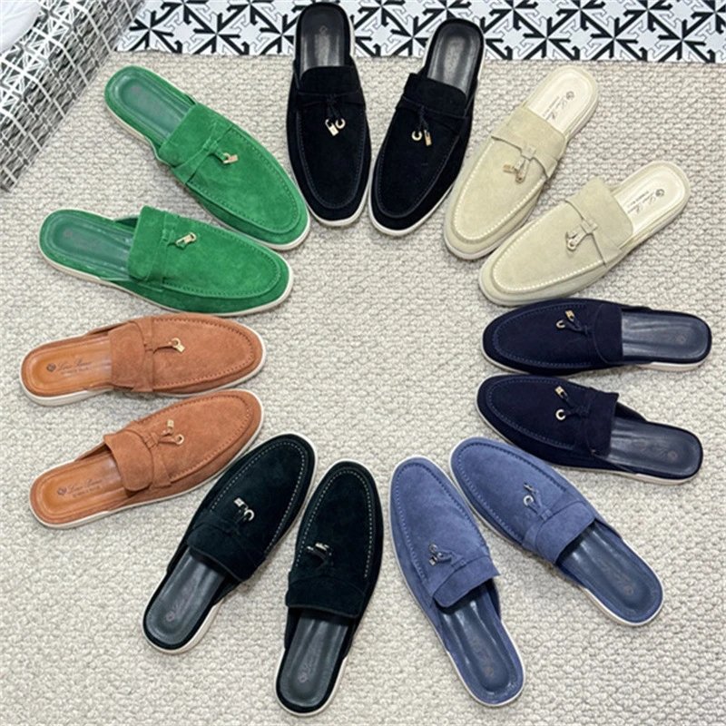 Loro Piana Summer Charms Walk Suede Mules Multicolor