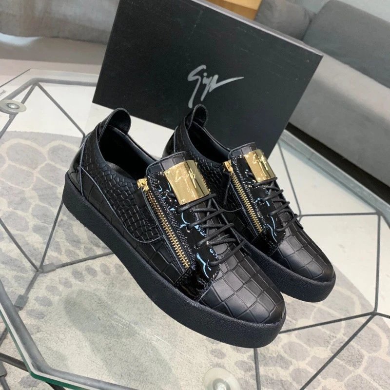 Giuseppe Zanotti Kriss Croc-Embossed Leather Sneakers Black
