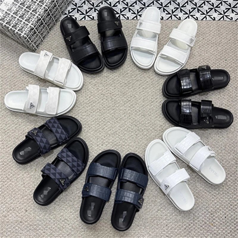 Prada Triangle Logo Casual Slides Multicolor