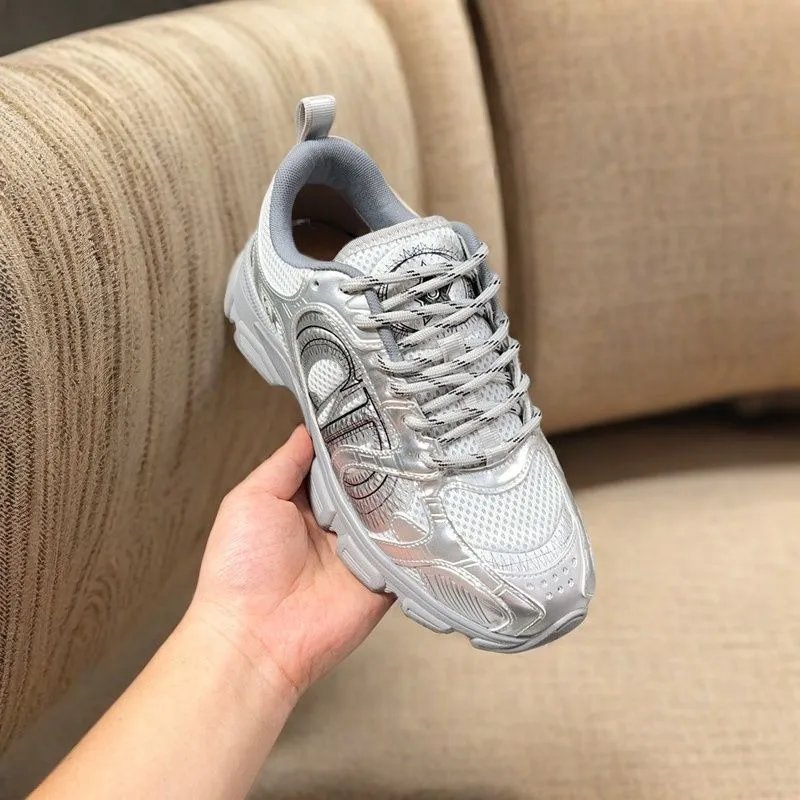 Valentino One Stud Chunky Sneakers Silver