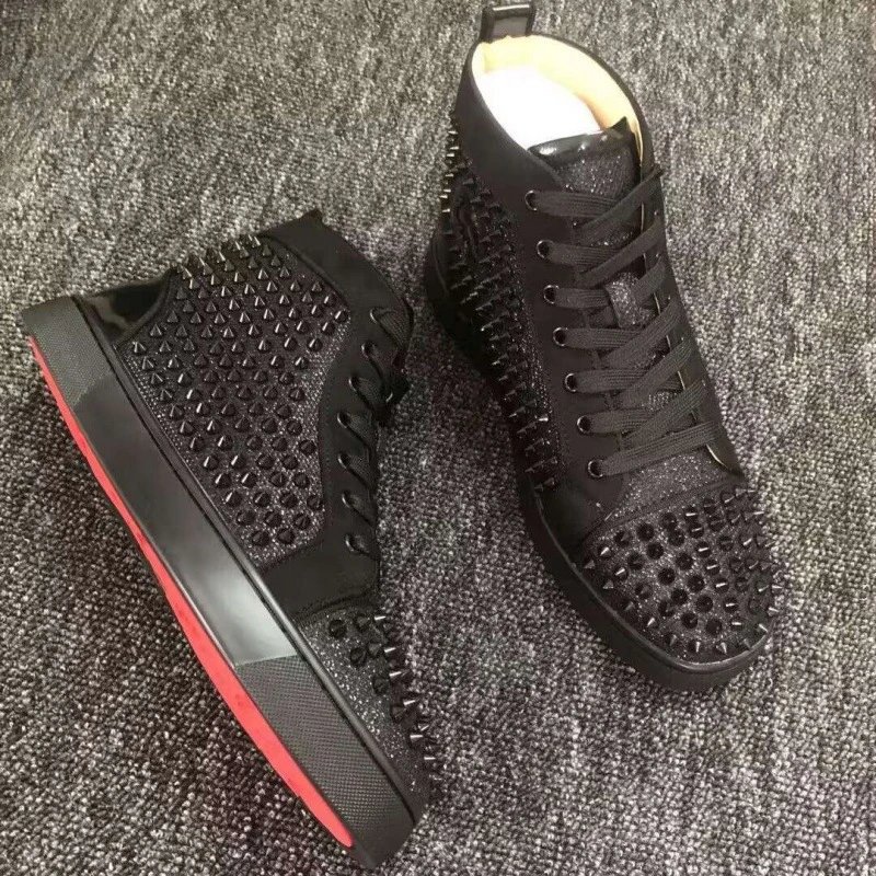 Christian Louboutin Louis Junior Spikes High Top Sneakers Black