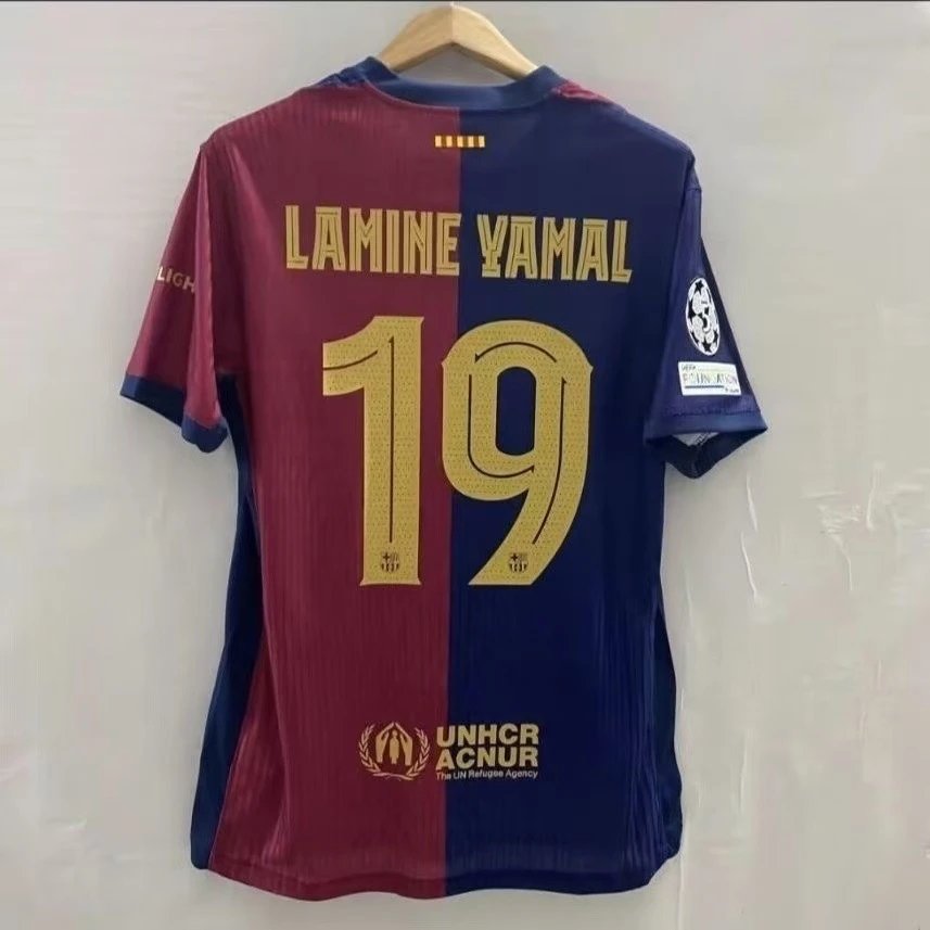 Nike FC Barcelona 2024-25 Lamine Yamal 19 Retro Soccer Jersey Blue and Red