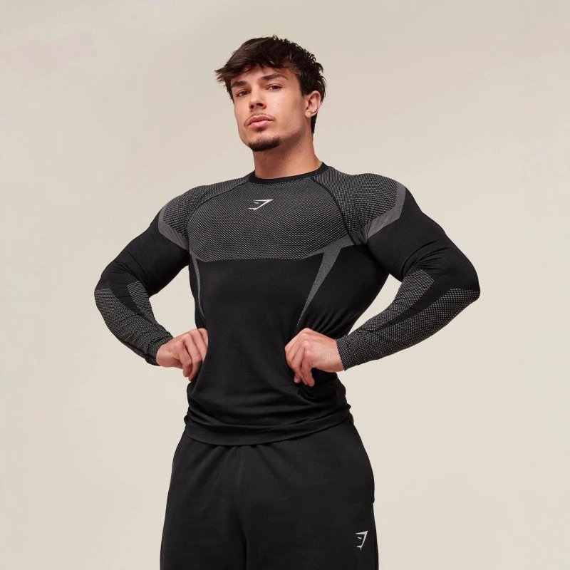 Gymshark Vital Seamless Compression Long Sleeve Shirt Black