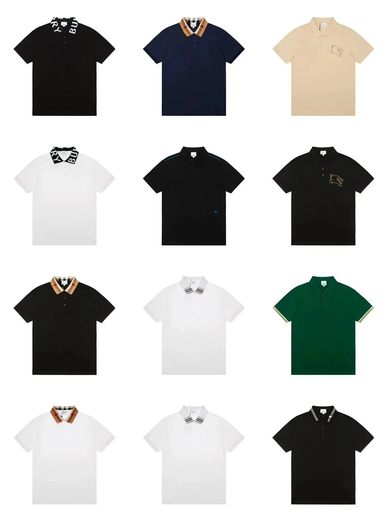 Burberry Check Collar Classic Cotton Polo Shirt Multicolor
