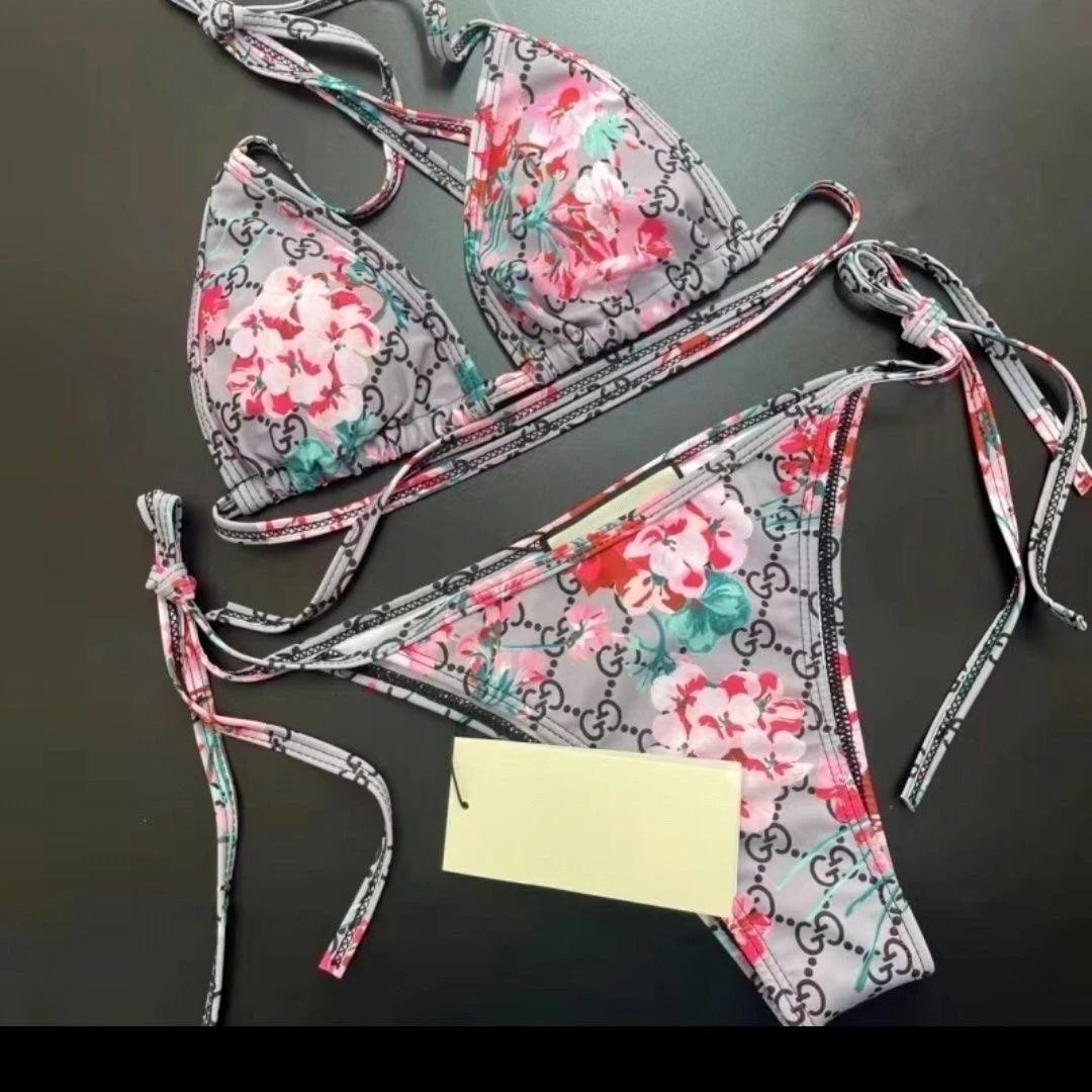 Gucci Floral Monogram Print Bikini Set Multicolor