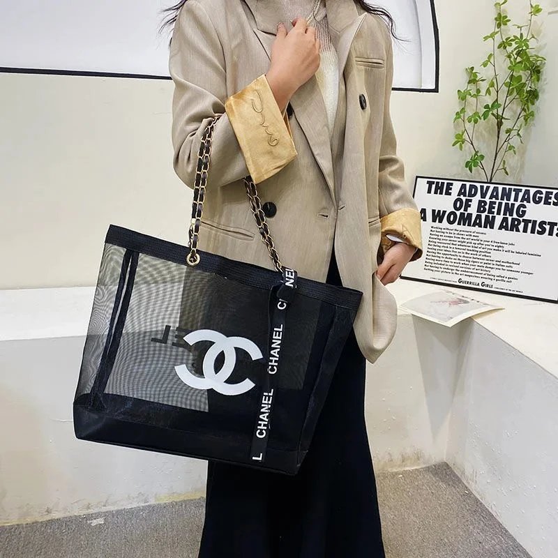 Chanel Mesh Tote Bag Casual Shoulder Bag Black