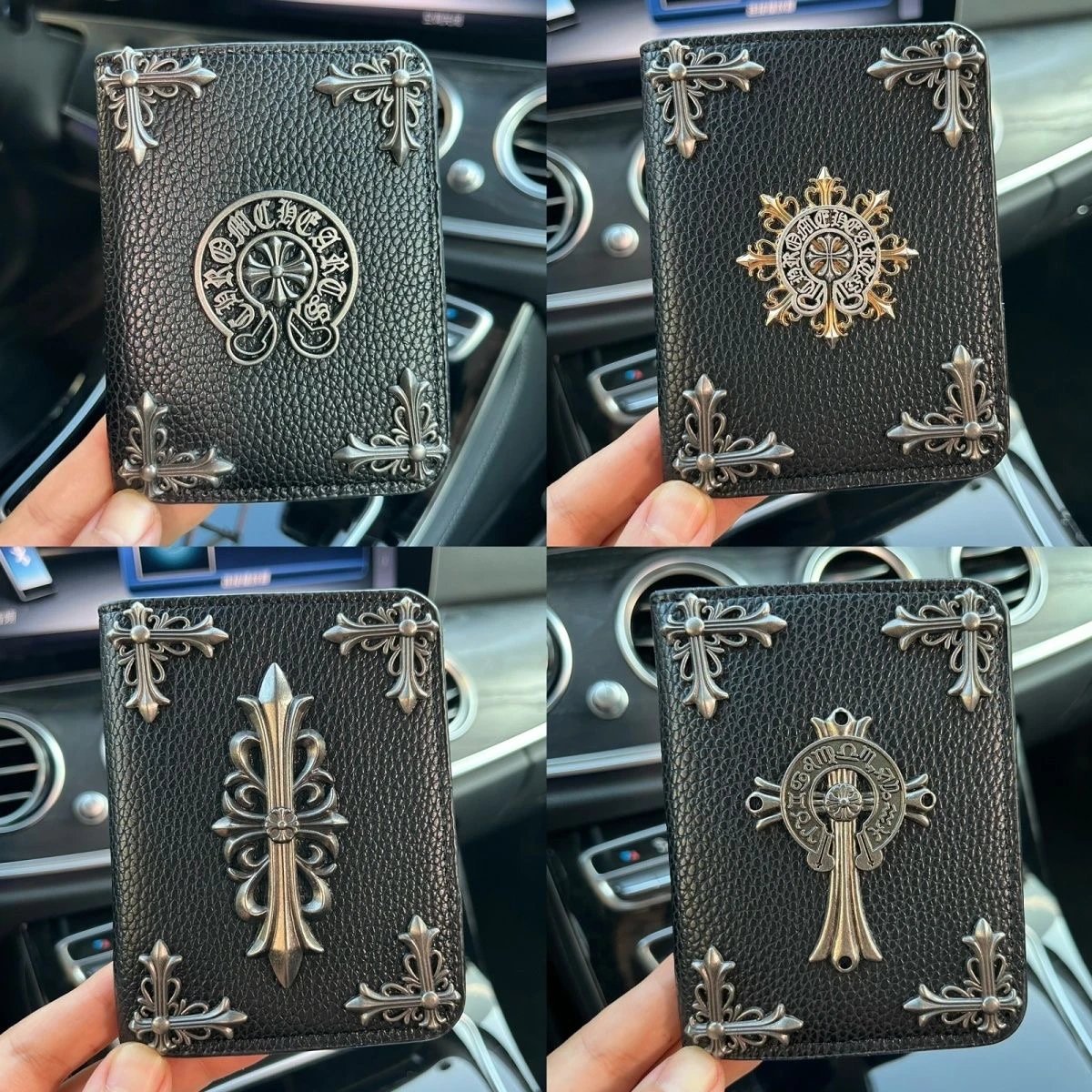Chrome Hearts CH Gothic Cross Leather Wallet Black