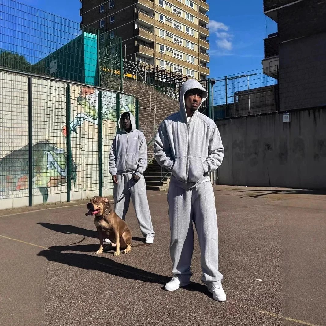 Corteiz Tracksuit Set Oversized Streetwear Matching Set Gray
