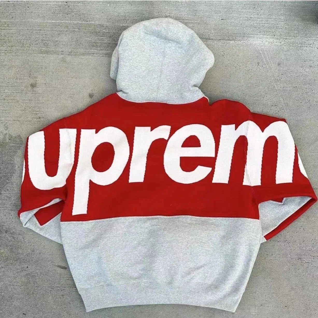 Supreme Big Letter Oversized Streetwear Sweater Red and Gray
