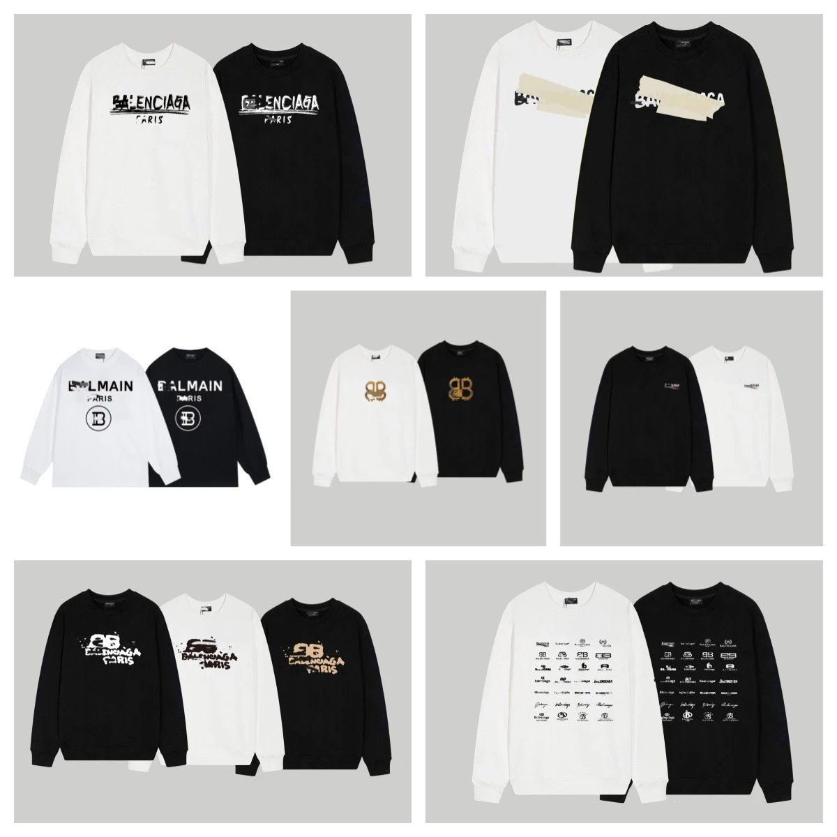 Balenciaga Graphic Print Oversized Crewneck Sweatshirt Black and White