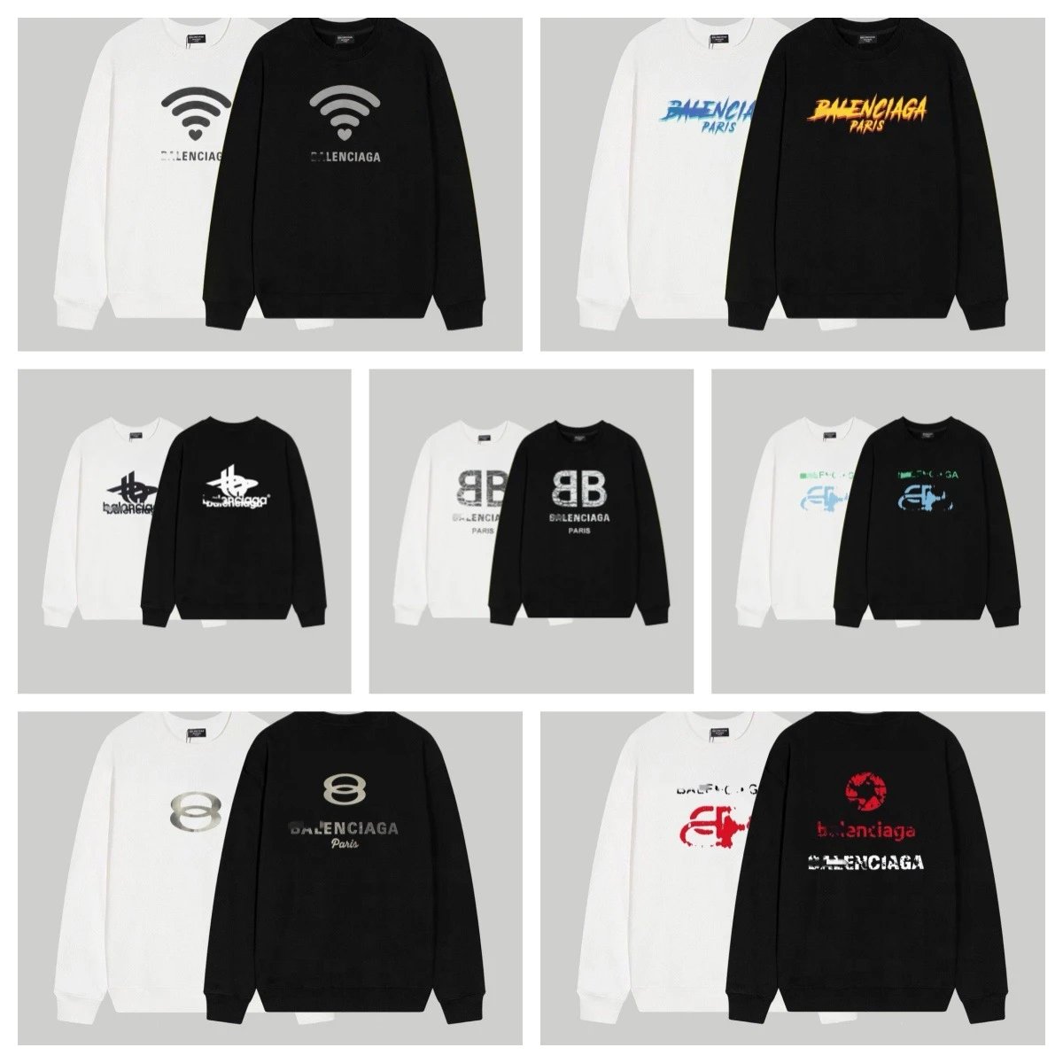 Balenciaga Graphic Print Crewneck Sweatshirt Multicolor