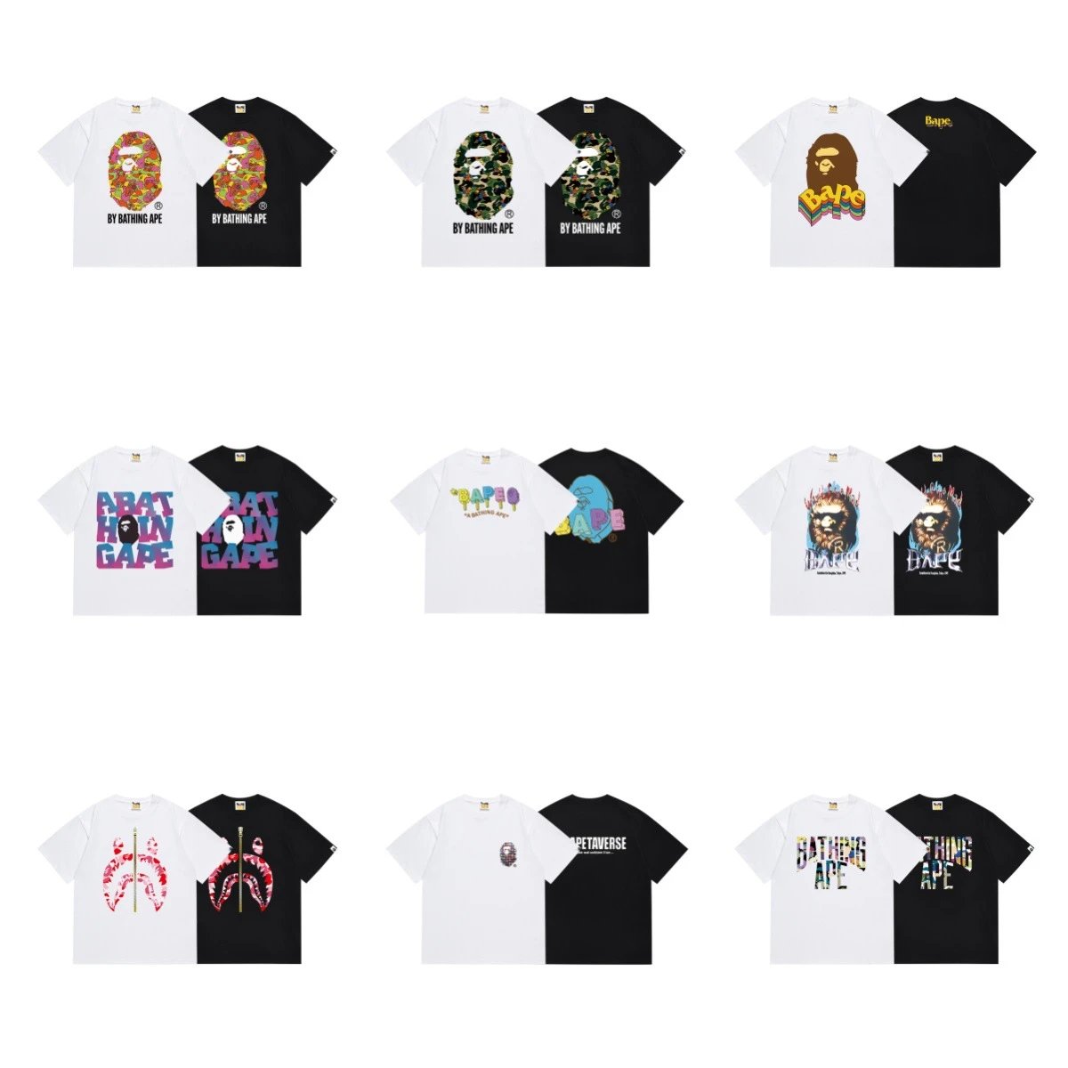 A Bathing Ape BAPE Graphic Tee Collection Streetwear T-Shirt Multicolor