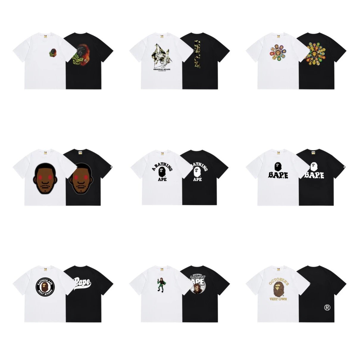 A Bathing Ape BAPE Graphic Print Cotton T-Shirt Multicolor