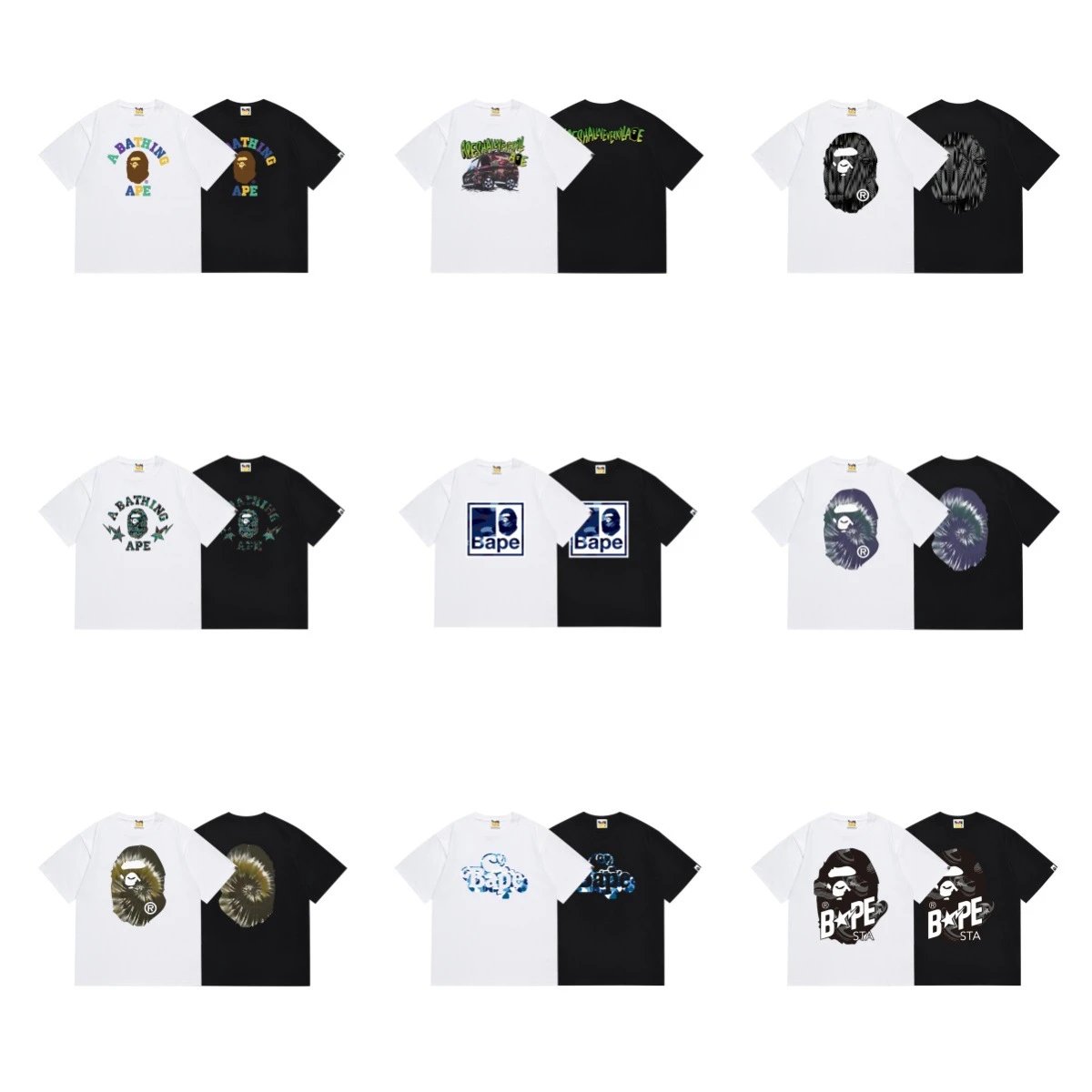 A Bathing Ape BAPE Graphic Tee Collection Streetwear T-Shirt Multicolor