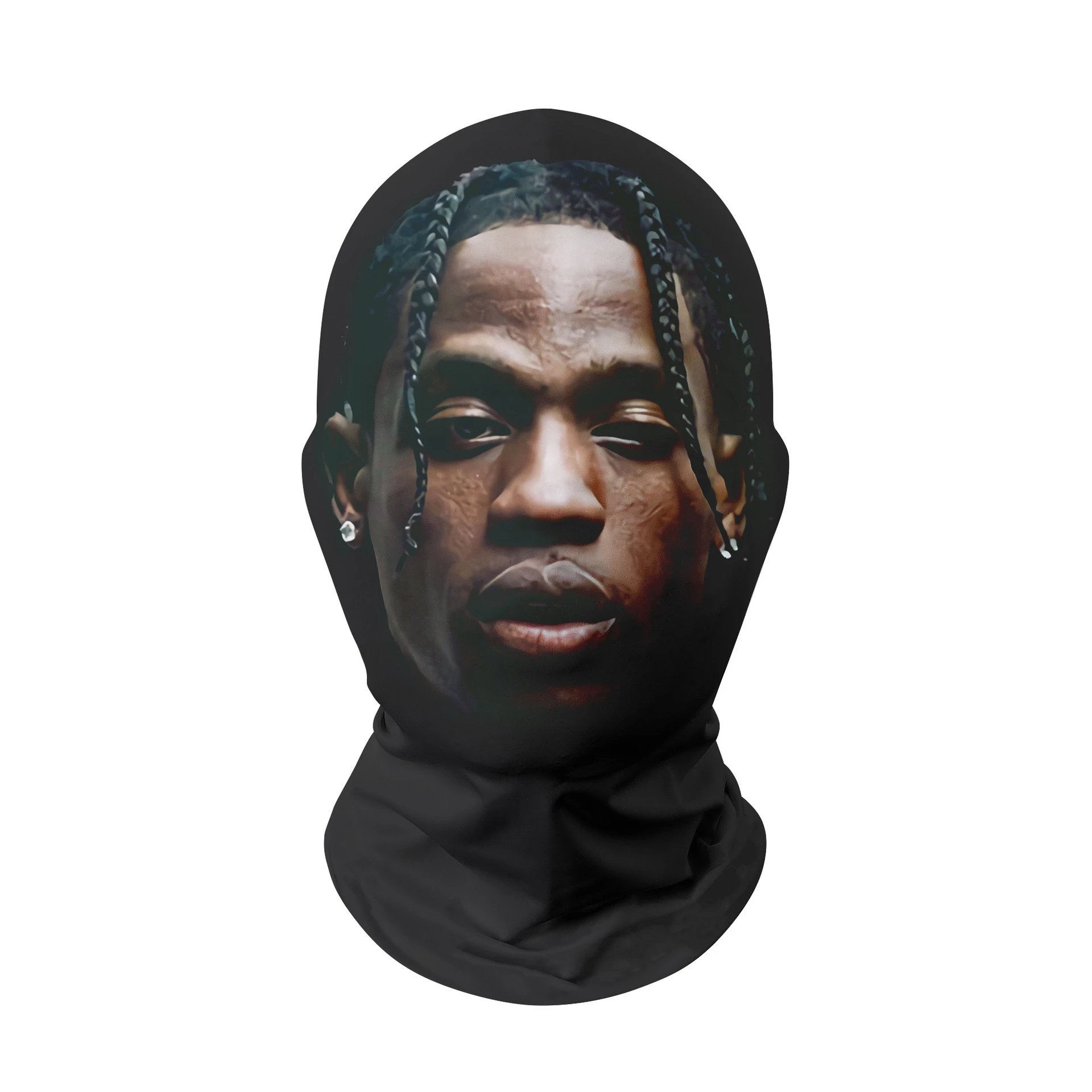 Design Travis Scott Portrait Graphic Balaclava Black