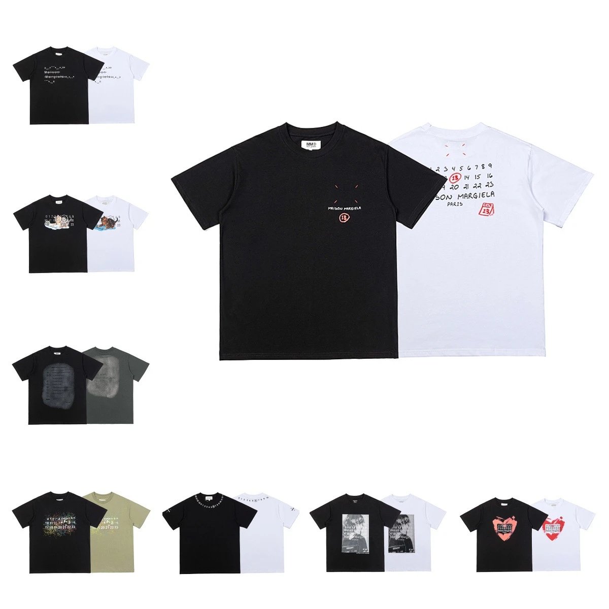 Maison Margiela MM6 Graphic Print Oversized Tee Black and White