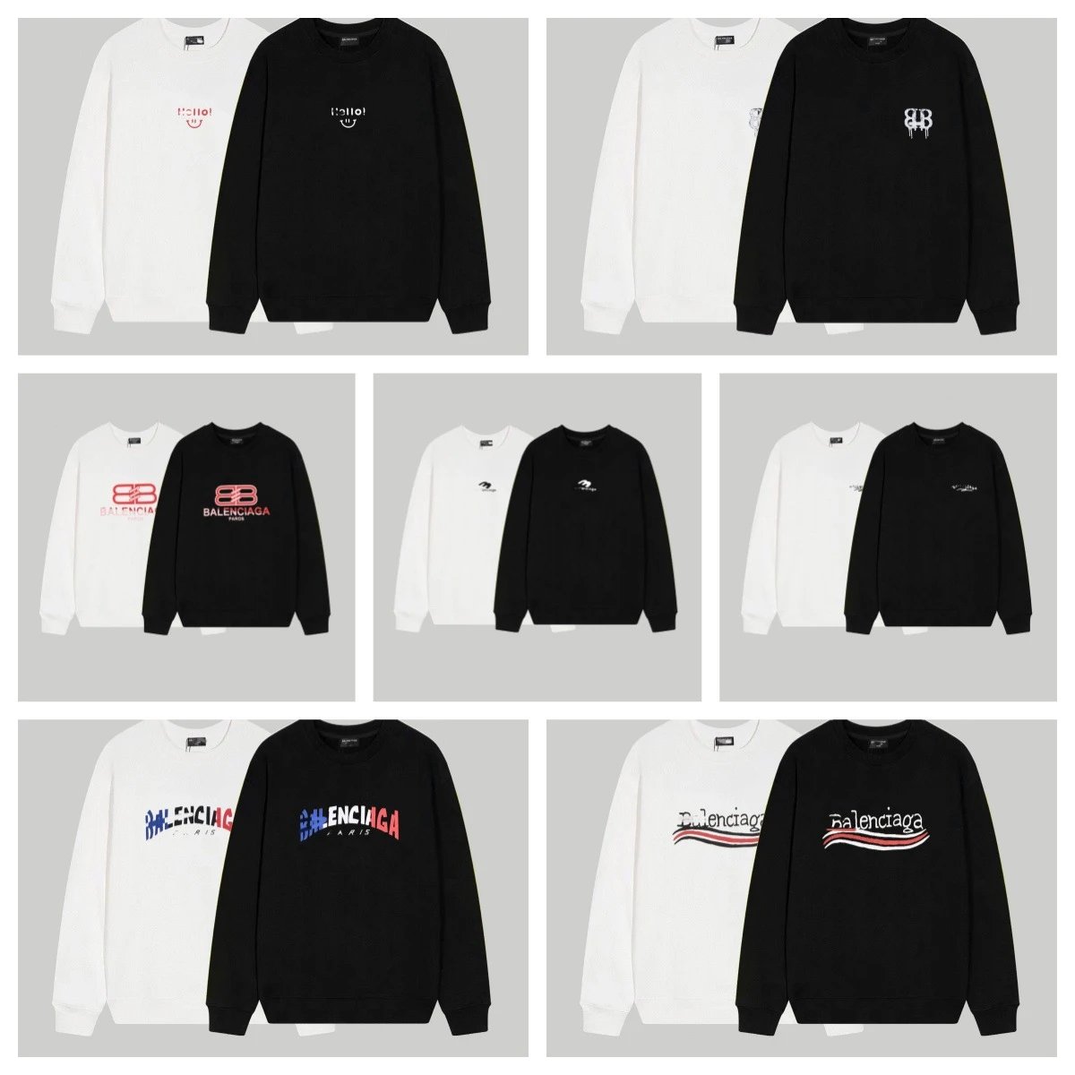 Balenciaga Graphic Print Crewneck Sweatshirt Black and White
