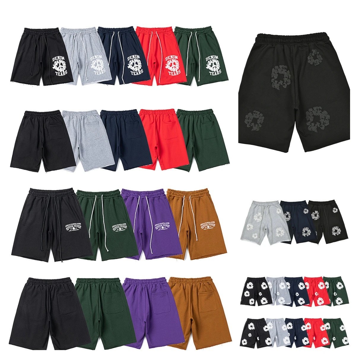 Denim Tears Cotton Wreath Graphic Streetwear Shorts Multicolor