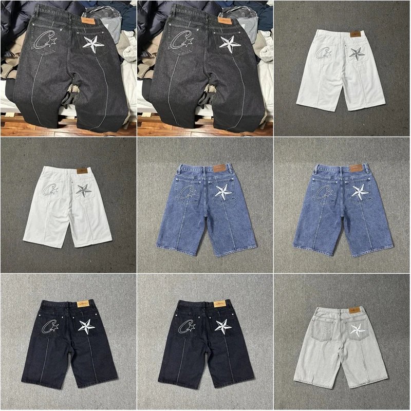 Corteiz CRTZ Star Denim Shorts Streetwear Casual Shorts Multicolor