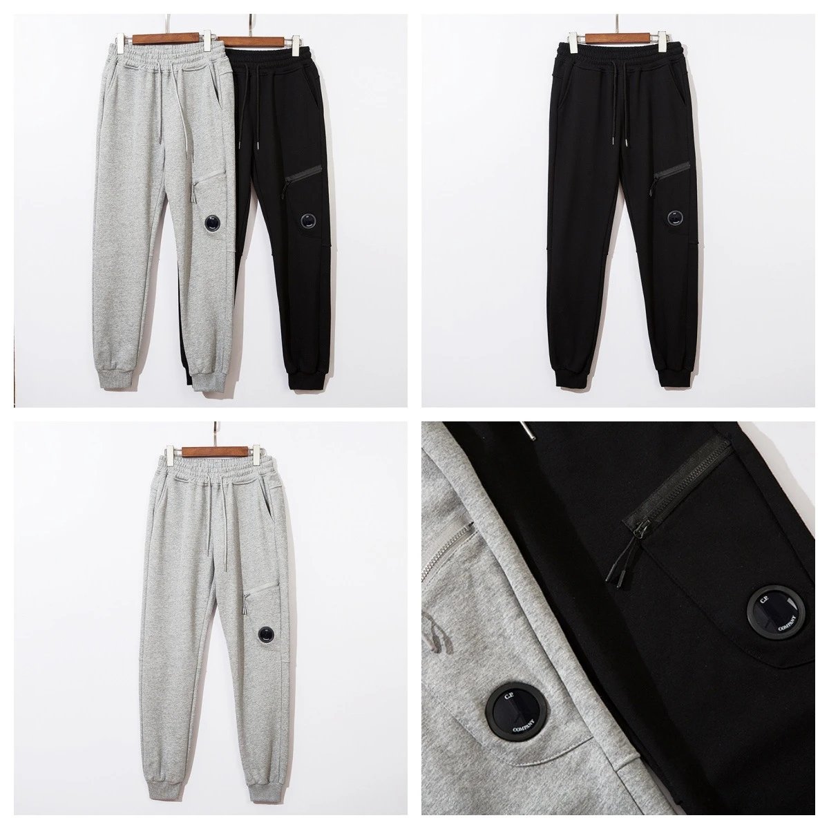 C.P. Company Lens Detail Casual Joggers Black and Gray