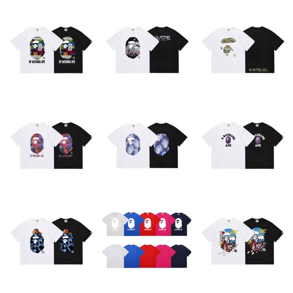 A Bathing Ape BAPE Graphic Print Cotton T-Shirt Multicolor
